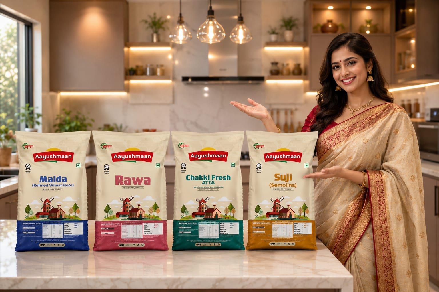 Aayushmaan Maida, Rawa, Chakki Fresh Atta and Suji range